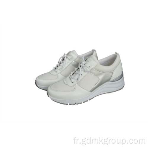 Chaussures blanches pures rehaussées pour femmes, chaussures de sport décontractées